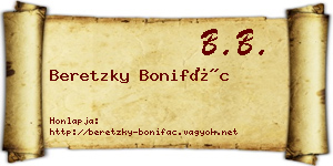 Beretzky Bonifác névjegykártya
